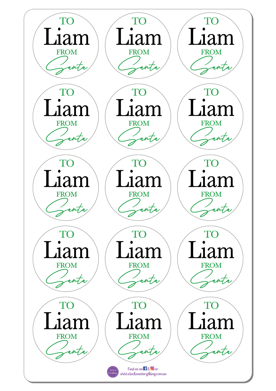 Christmas Labels green 50mm circle