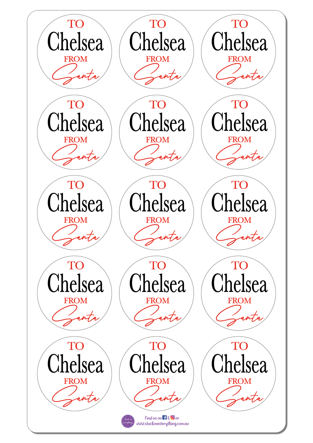 Christmas Labels red 50mm circle