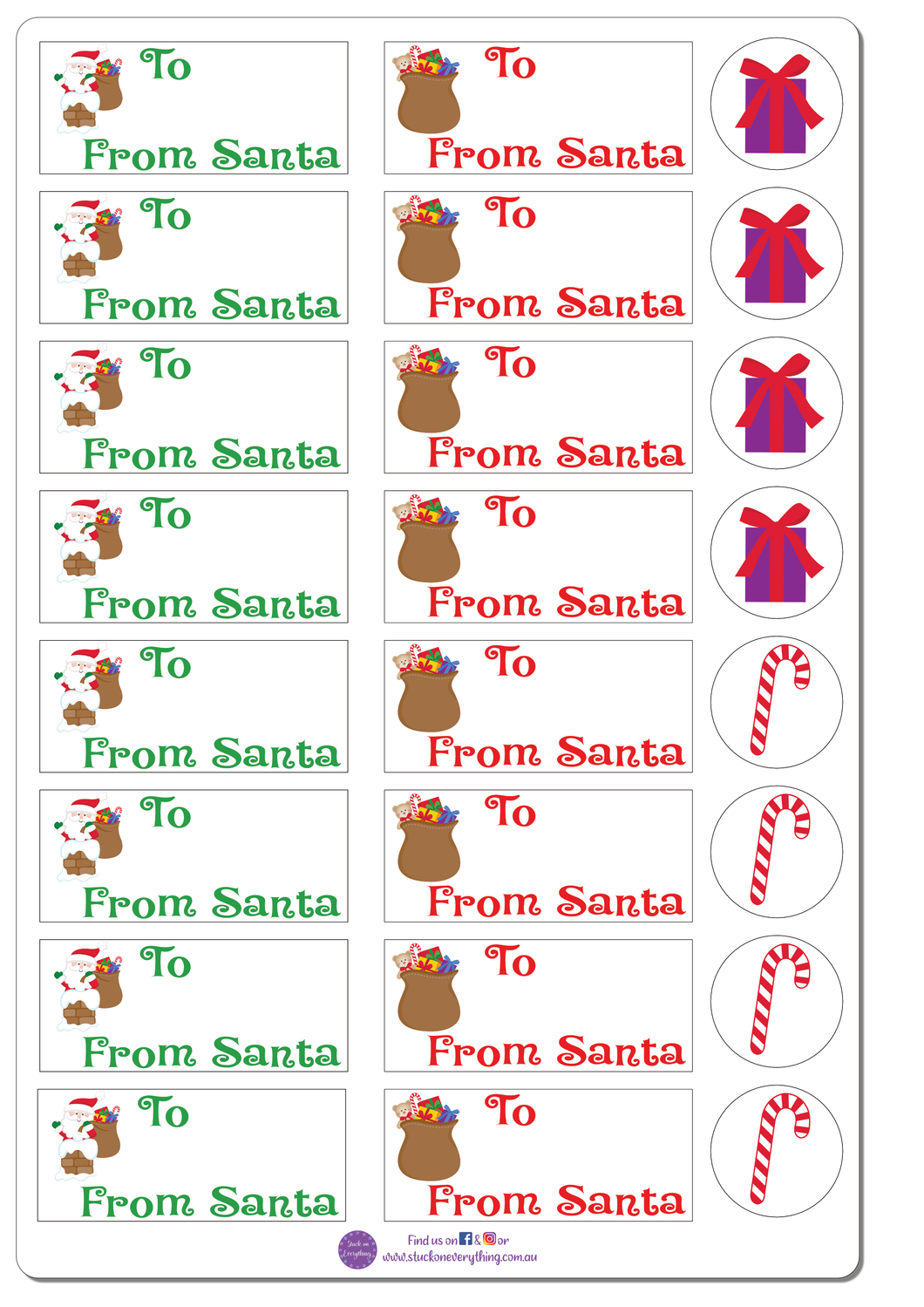 Santa & Toy sack labels