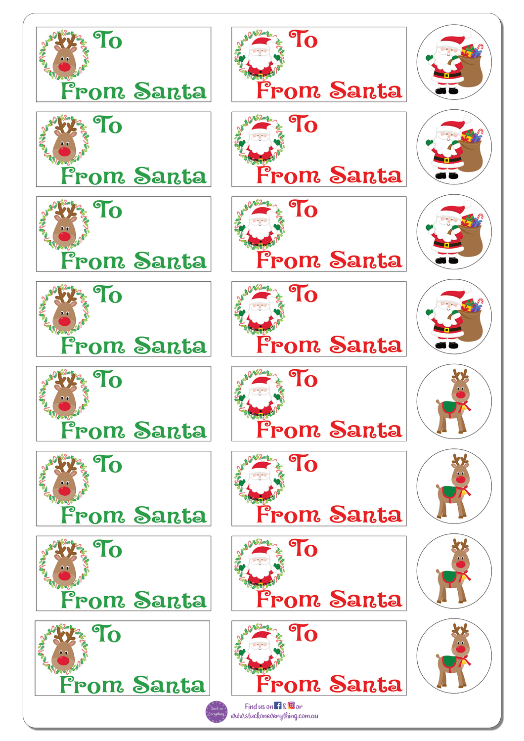 Reindeer & Santa slay labels