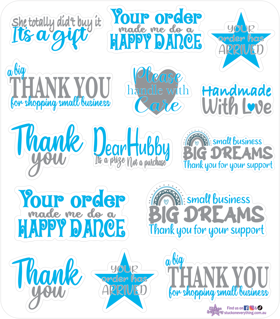 Small Business Thank you Stickers Blue