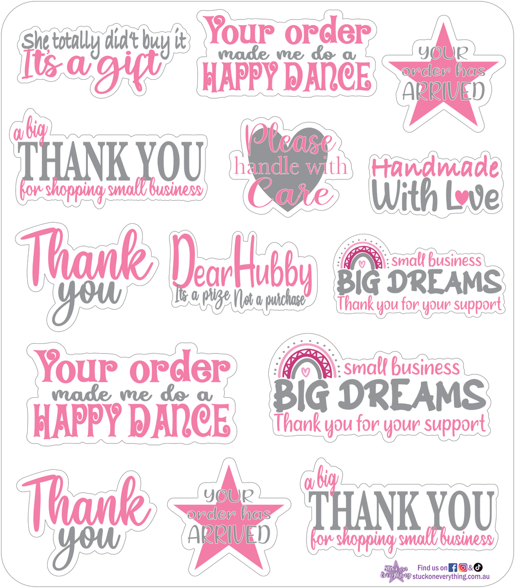 Small Business Thank you Stickers Pink