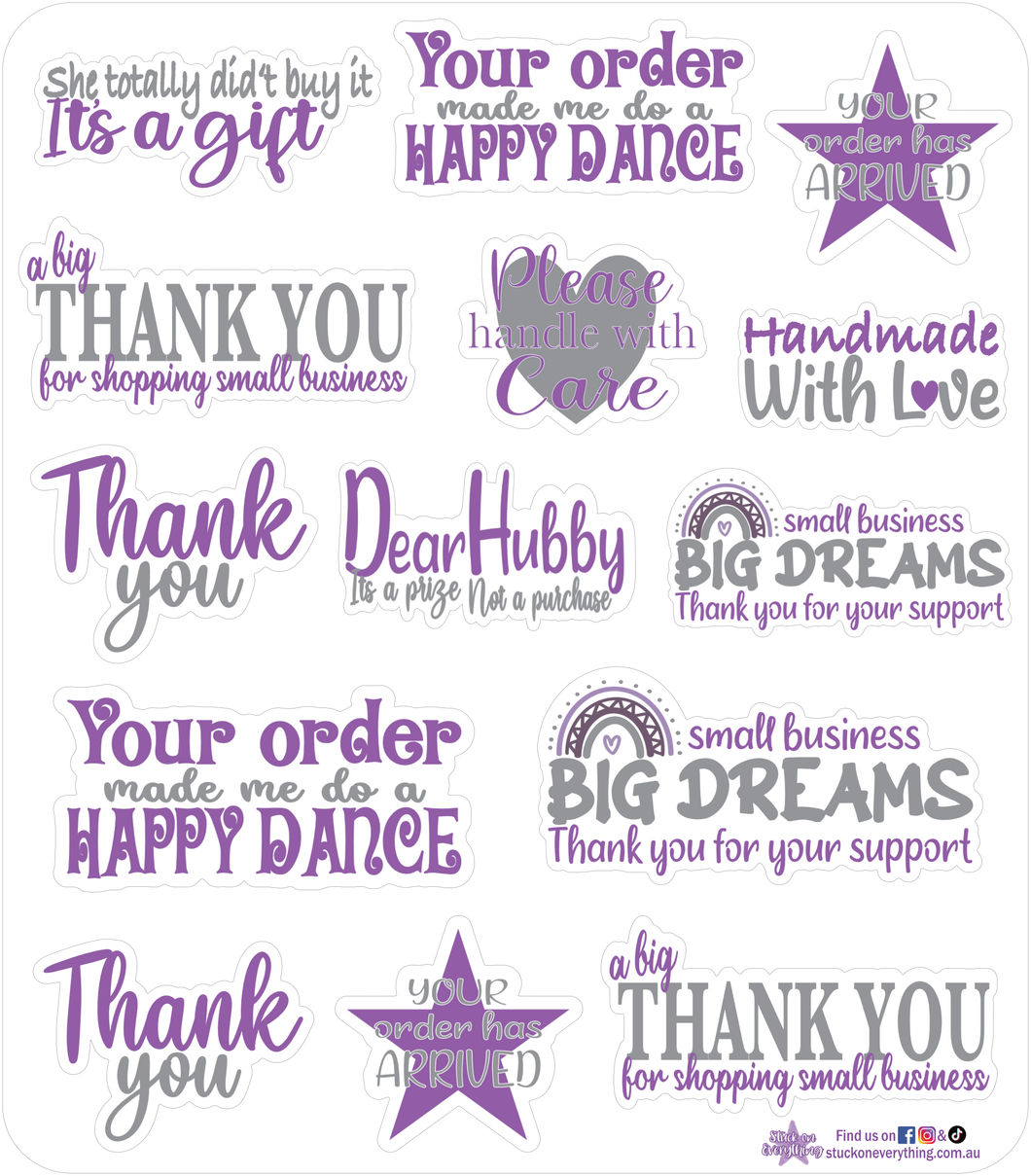 Small Business Thank you Stickers Purple