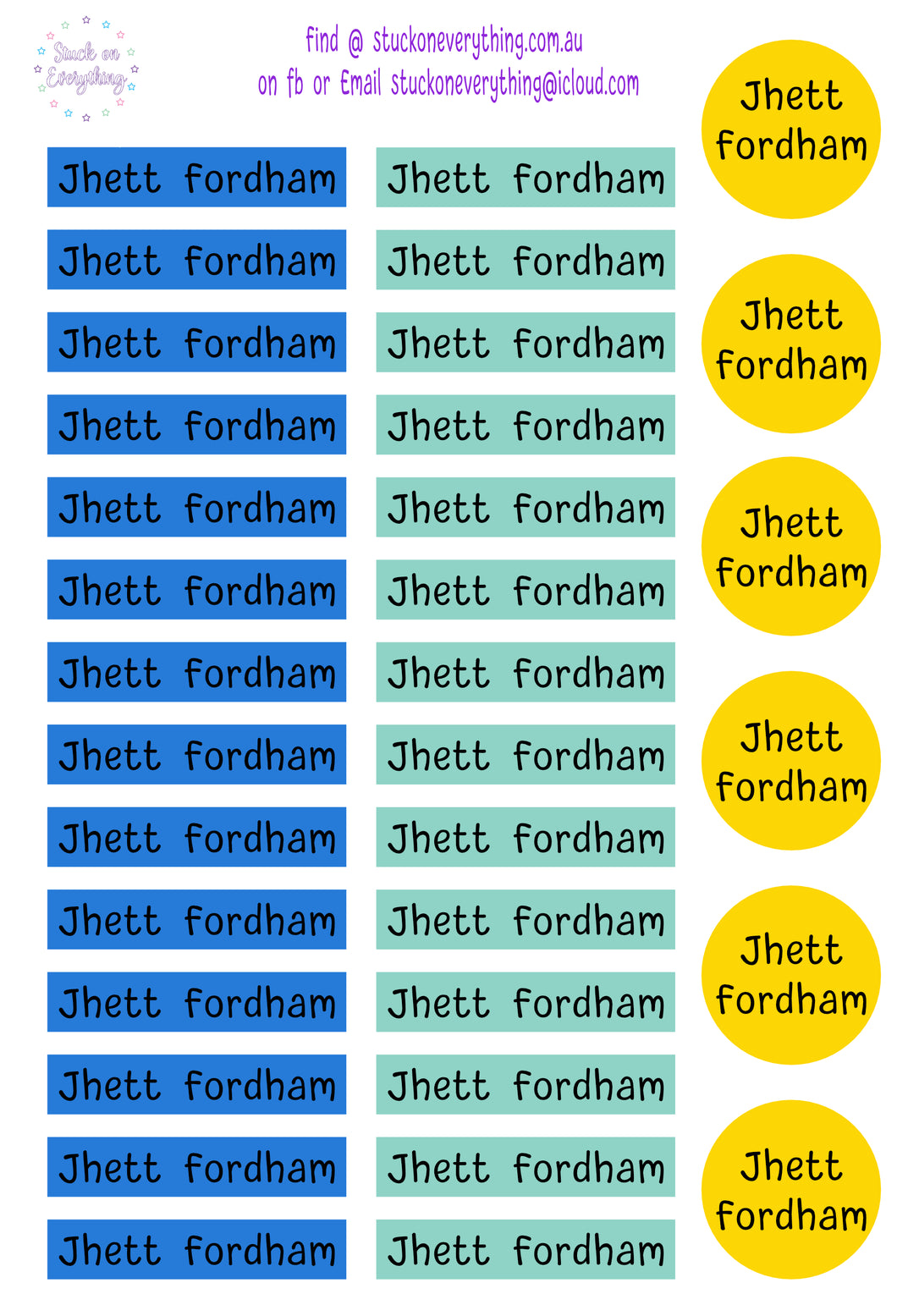 Stationary Name Labels